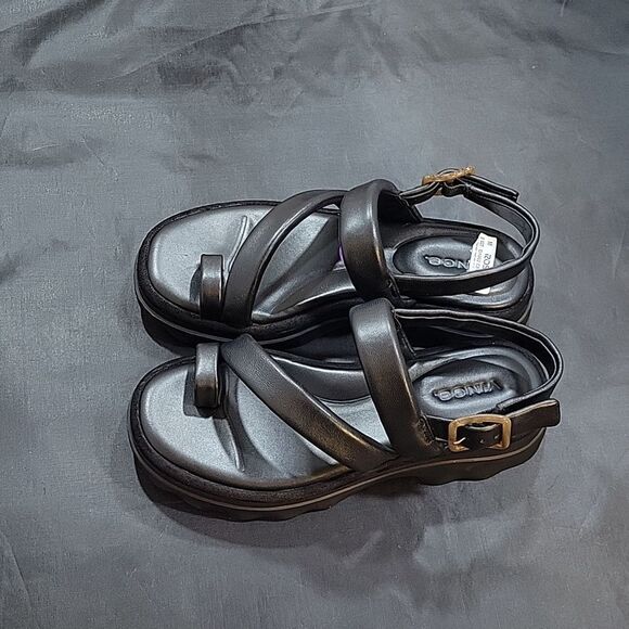 BRAND NEW VINCE WOMEN'S SANTA CRUZ LEATHER ANKLE STRAP PLATFORM SANDALS - Picture 11 of 16